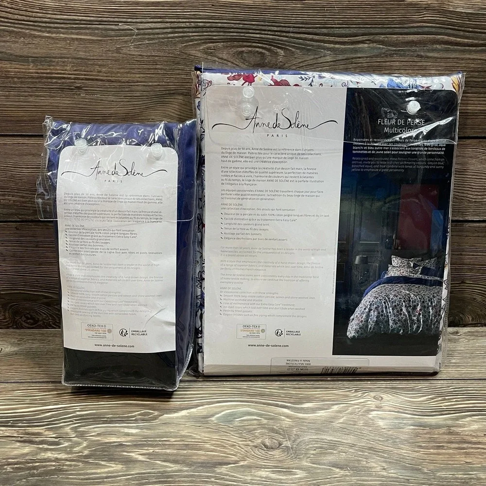 Anne de Solene Paris Fleur de Perse King Flat Sheet & King Fitted Sheet NEW $516